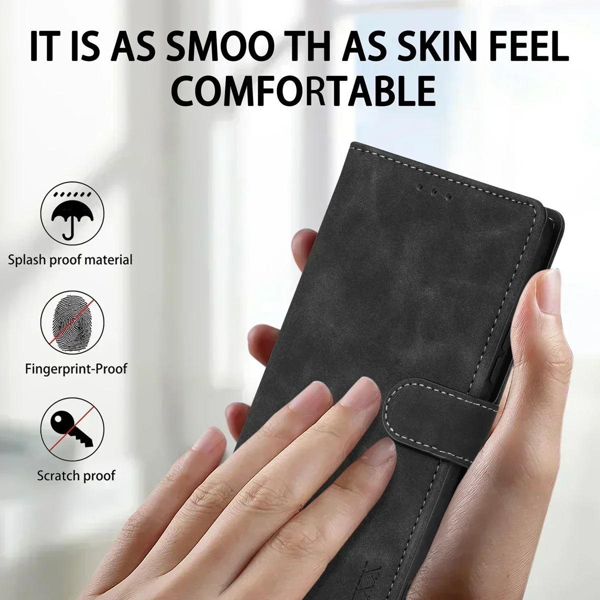 Wallet Skin-friendly Card Slot Stand Magnetic Flip Leather Case For Samsung Galaxy S23 FE S22 Ultra S21 Plus S20 S10 S9 S8 Cover