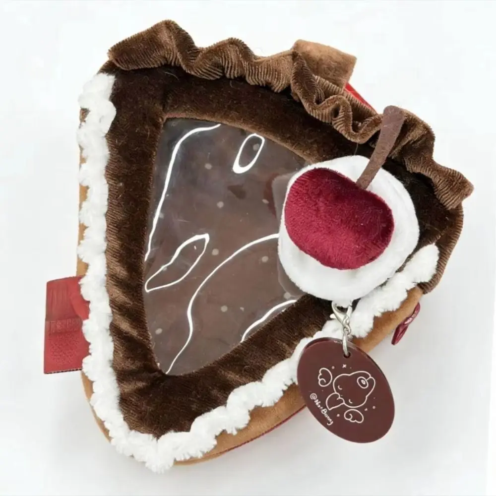 Transparent Strawberry Cake Storage Bag with Clear Window Display Bag PVC Material Heart Kaychain Protector Case Student