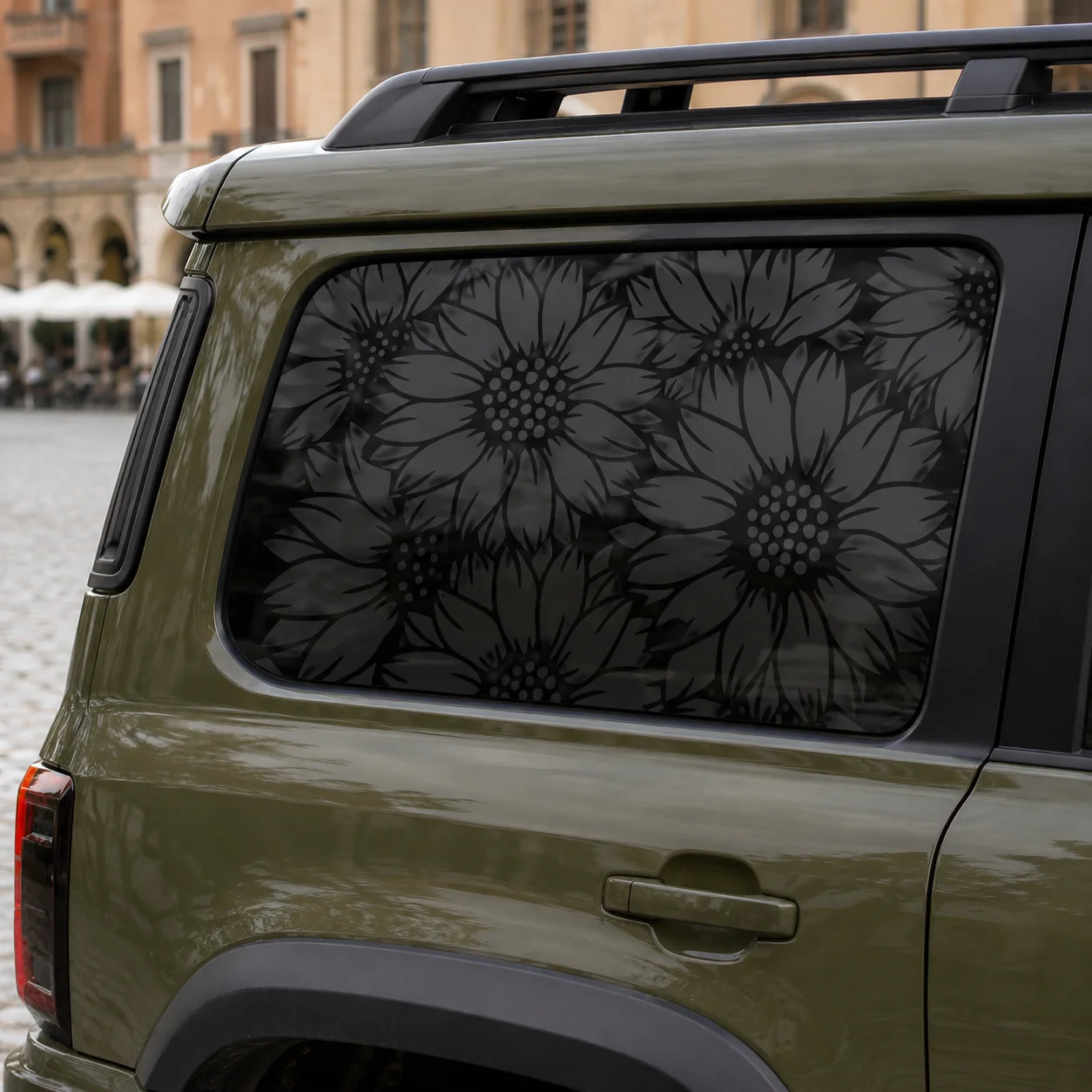 Sunflower Floral Pattern Car Stickers Triangular Window Decoration Waterproof PVC Vinyl Decal Universal All Vehicle Accessories