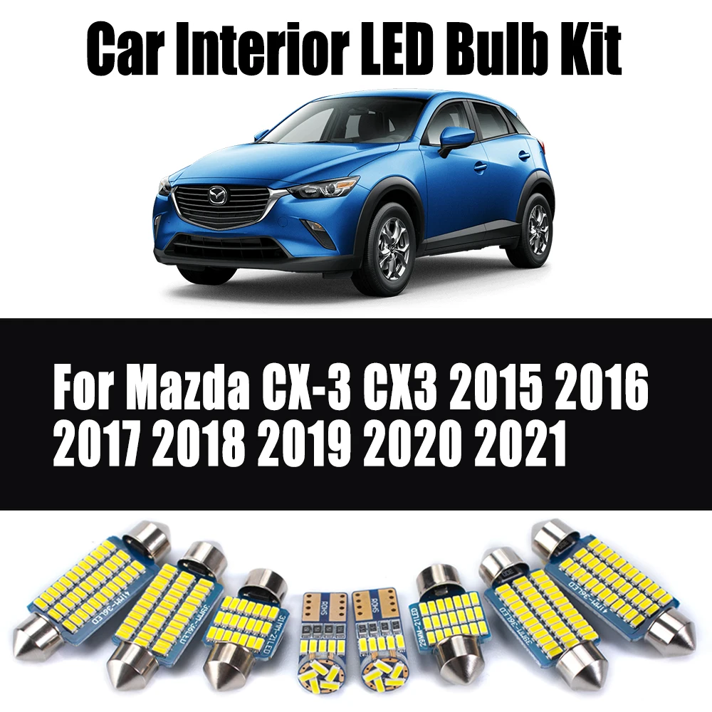 

10Pcs Canbus For Mazda CX-3 CX3 2015 2016 2017 2018 2019 2020 2021 Car Accessories LED Interior Ceiling Map Dome Trunk Light Kit