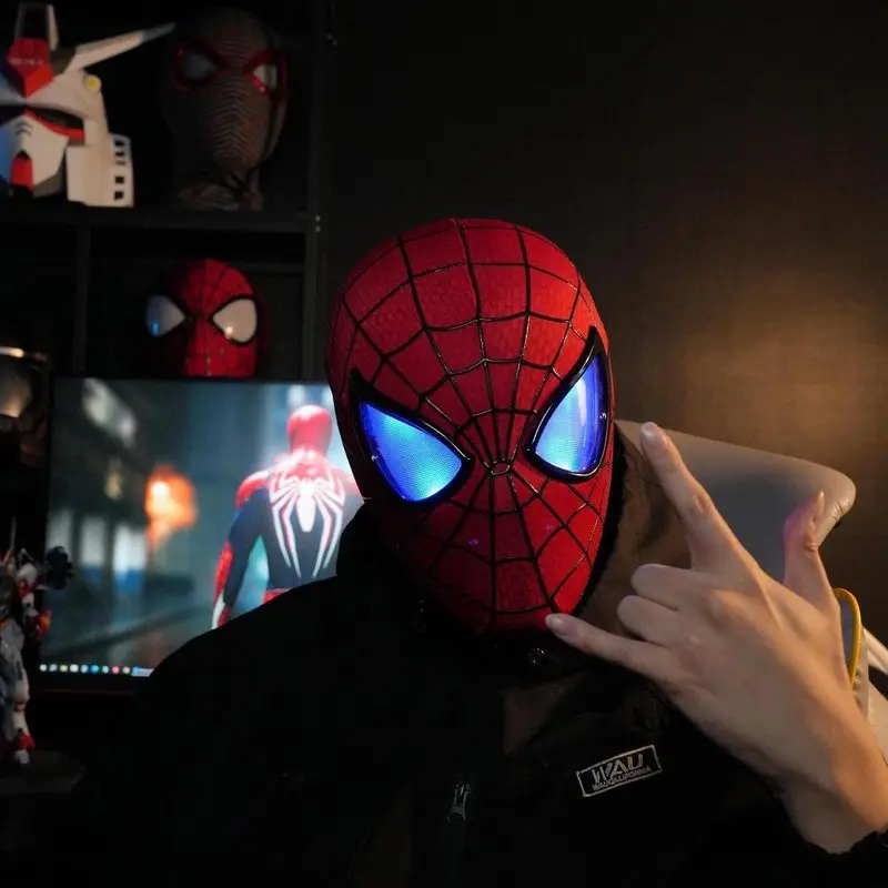 Spider-Man Headset With Moving Eyes Electric Ring Remote Control Blinking And Glowing Mask Helmet For Men, Birthday Gift Cos