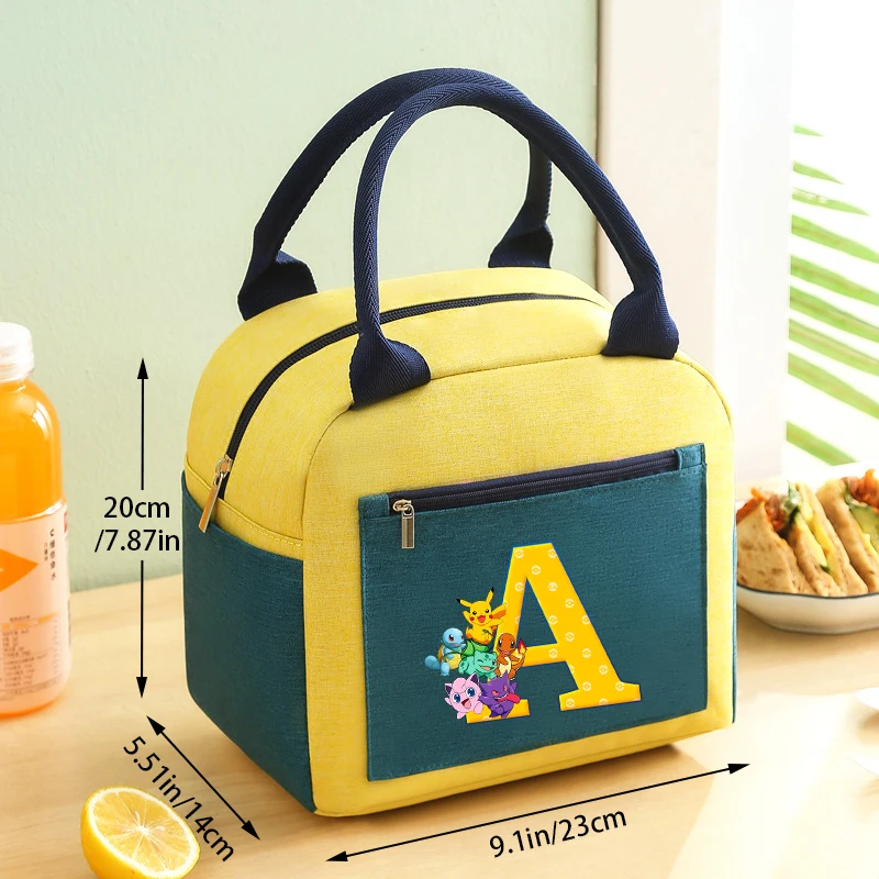 

Pokemons Cute Hand Lunch Bag Game Letters Anime Print Trend Boy Student Back To School Lunch Case Man Picnic Insulated Lunch Box