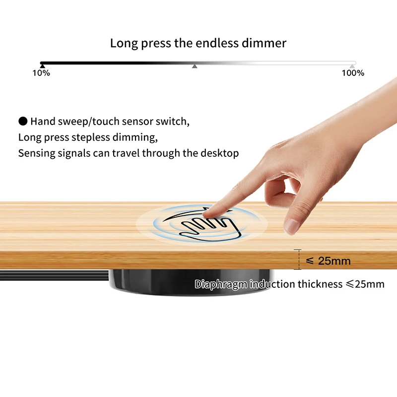 LED Dimmable Touch Sensing Hidden Hands Sweep Dimmer Sensor Penetrating Switch 12V-24V Wood Panel Touch Switch