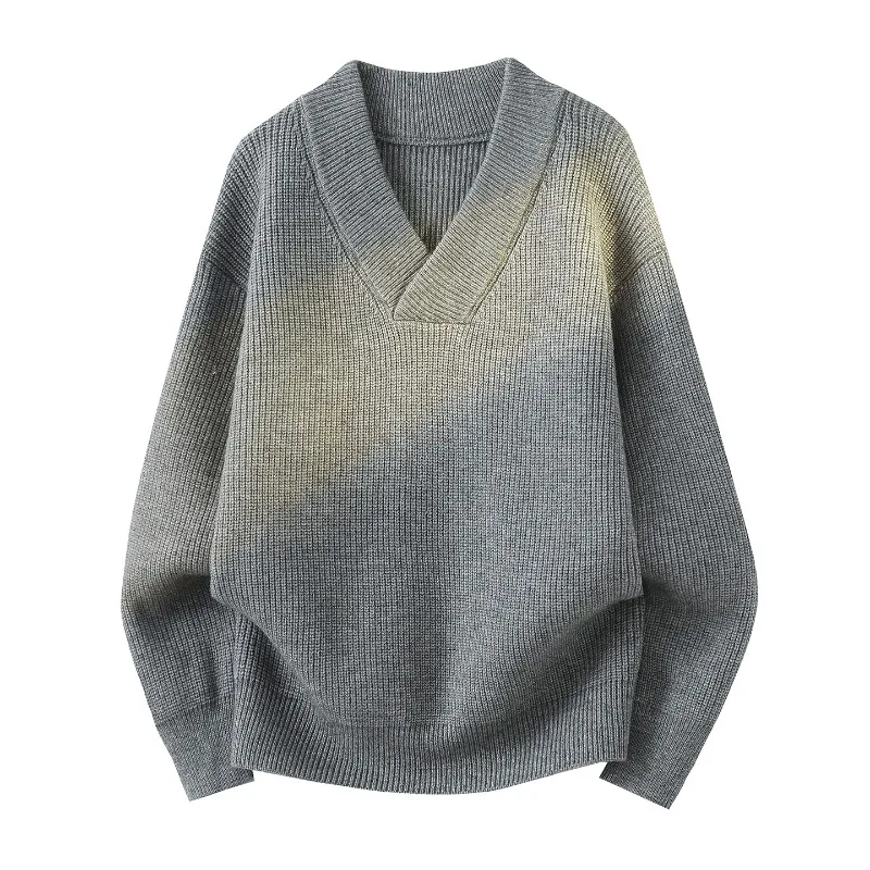 

New Fashion Men Streetwear Loose Knitted Pullovers Outwear Sweaters Man V-neck Casual Sweaters Male Pullovers Winter Clothing 4X