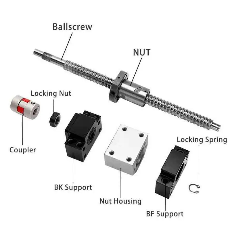 C5 Ballscrew SFU1605 Set customized End Machined CNC machine parts bearing Nut Housing BK BF Mode use for 3D printer Ball Screw