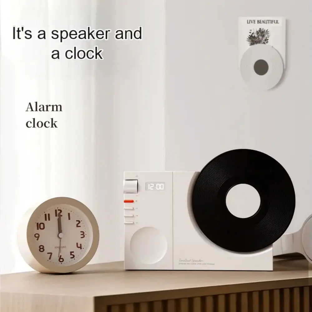

High-Definition Sound Bluetooth Speaker Vintage Style Super Bass Clock Speaker Vinyl Record Design Clock Display