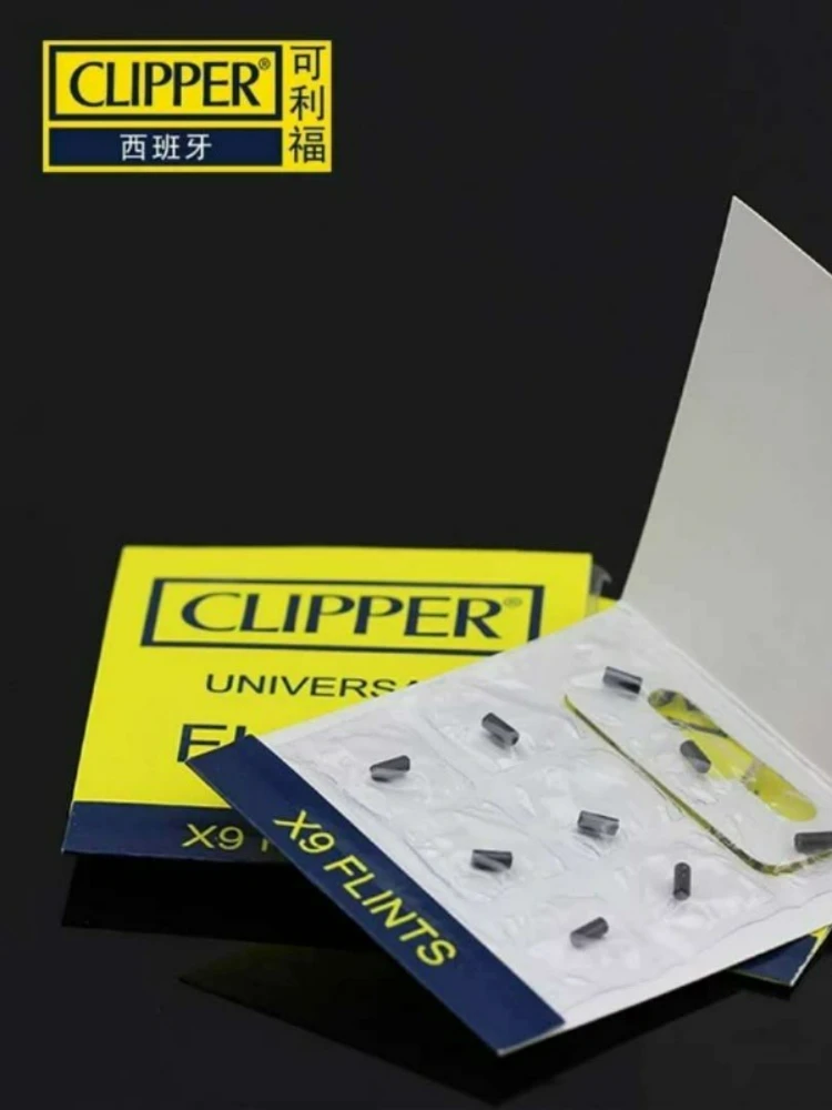 Clipper véritable marque espagnole adaptée à diverses briquets à pétrole et à gaz, vente en gros de silex, paquet de 9 consommables universels
