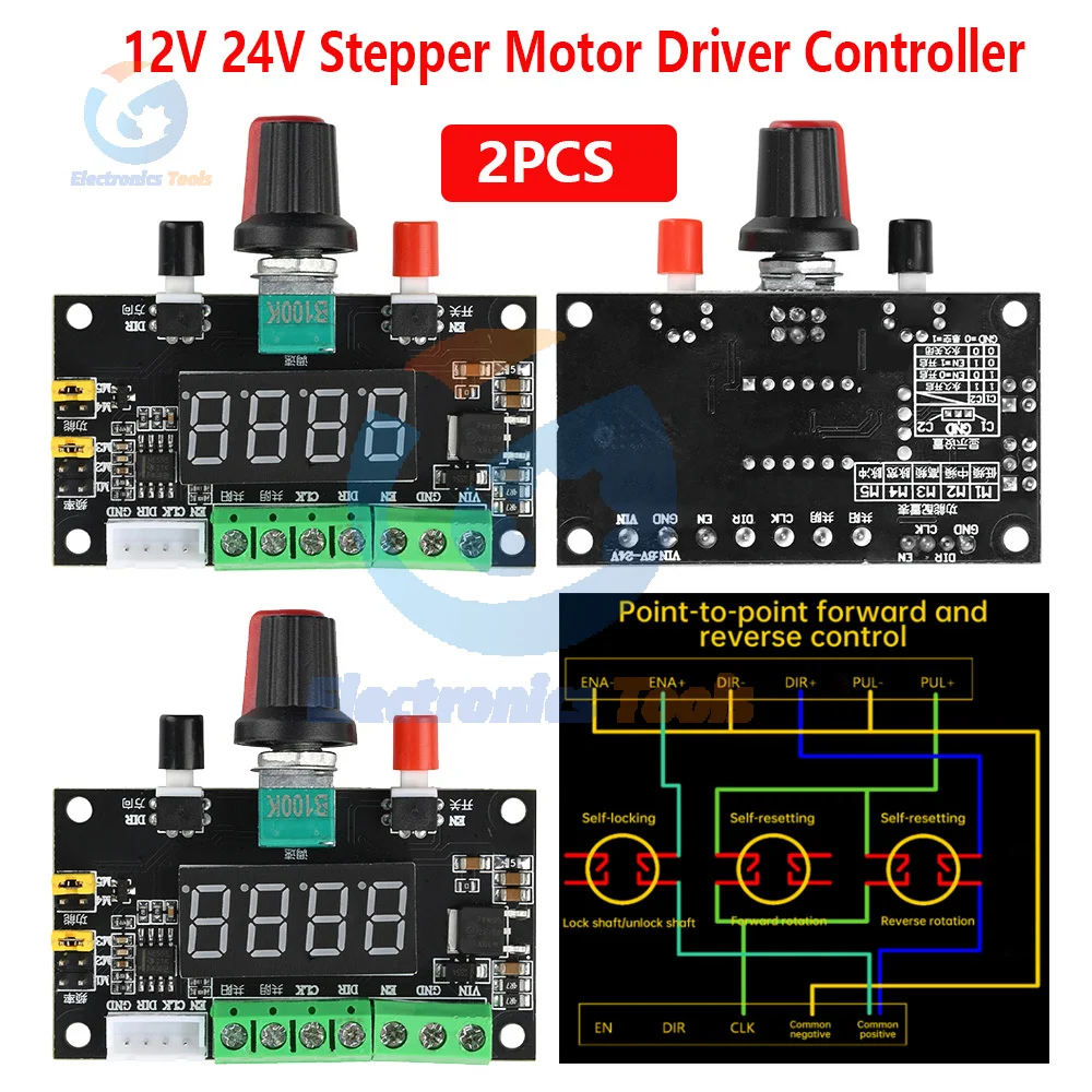 2PCS 12V 24V Stepper Motor Driver Forward Reverse Controller PWM Pulse Signal Generator Module for Automation Applications
