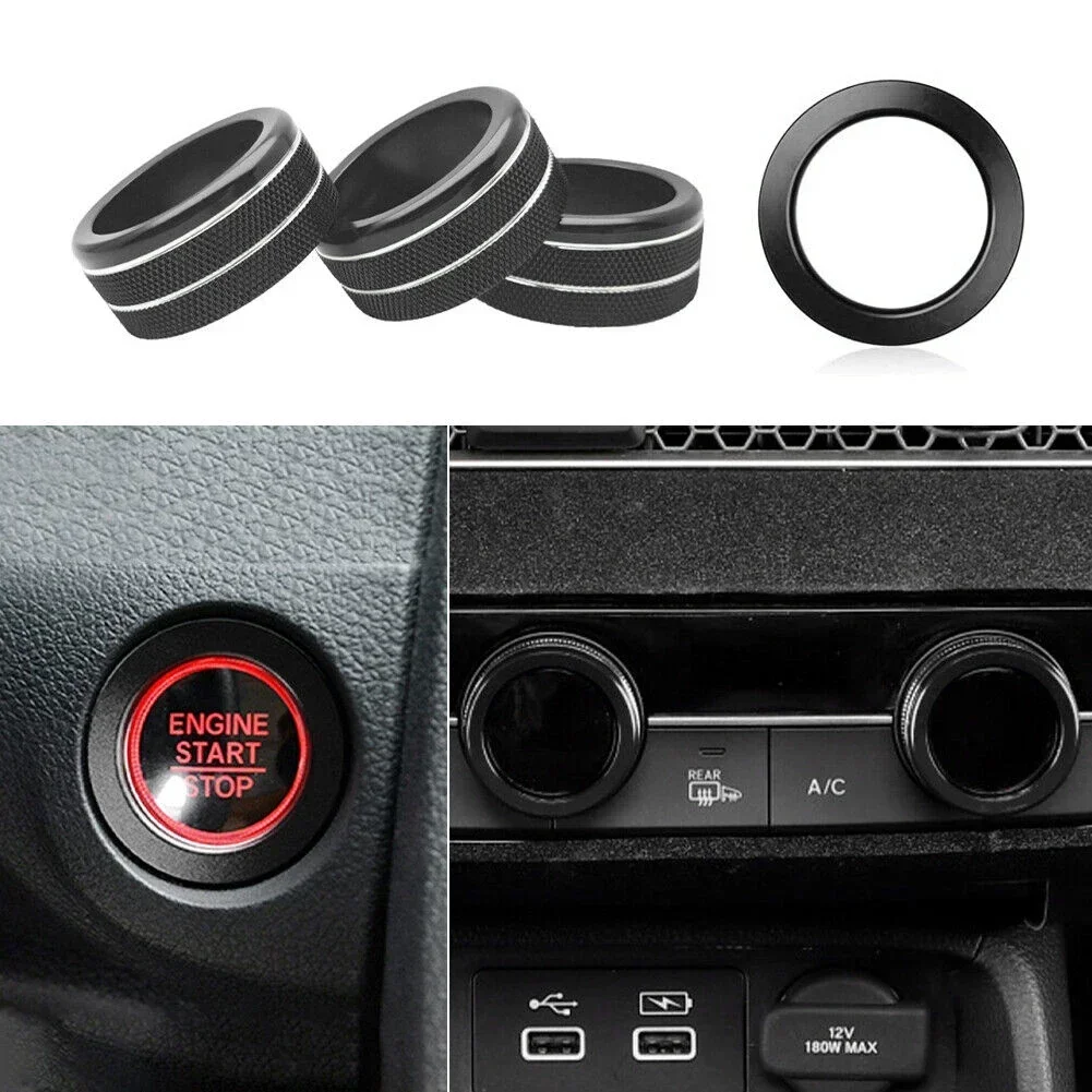 4pcs Car Styling Air Conditioning Knob Cover Ring Trim Sticker For Civic 11th Gen 2022-2023 For CR-V 2023 For HR-V 2023