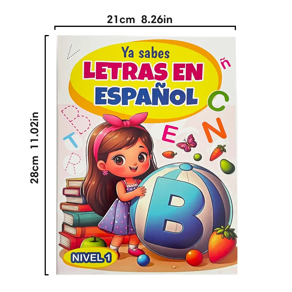 2 Books Set Spanish Alphabet Number Tracing Workbook for Kids Early Education Learning Letters & Numerals Coloring Practice Book