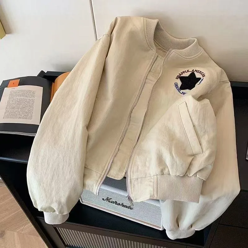 

Весенне-осенняя бейсбольная форма в стиле ретро, женская новая повседневная свободная универсальная модная куртка с вышивкой, топ