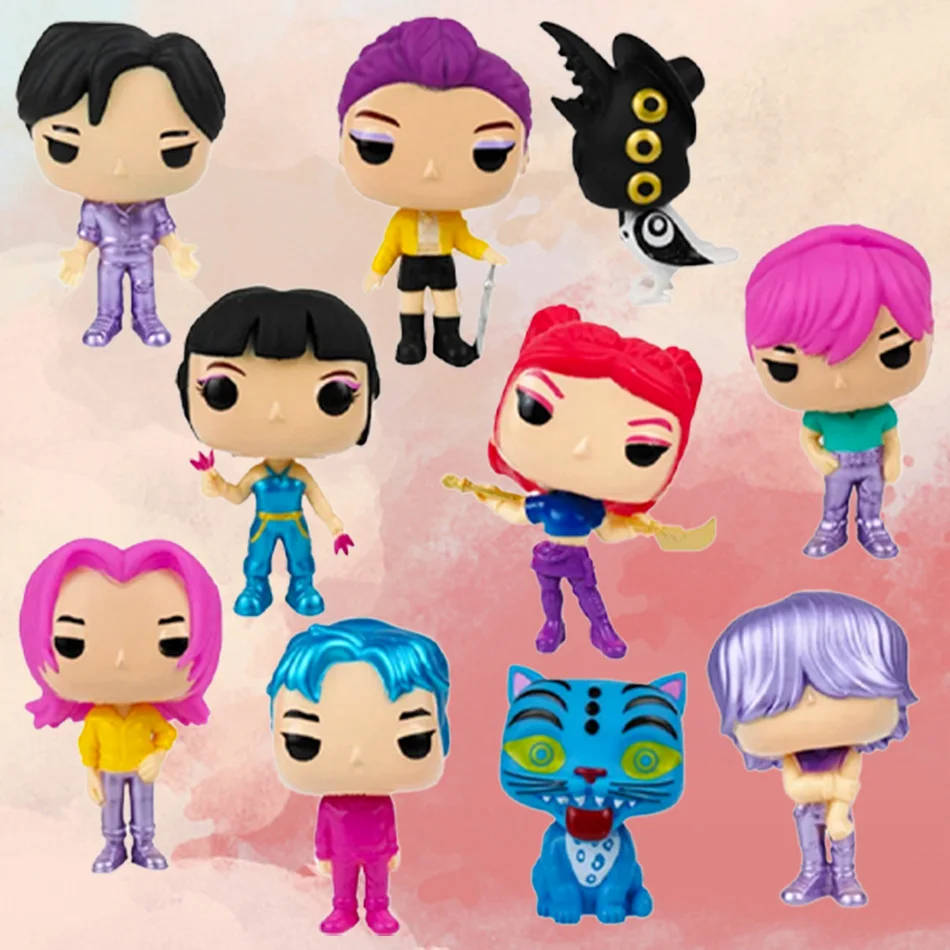 

10pcs/Set KPop Demon Hunters Anime Figure Zoey Rumi Mira Jinu Derpy with Sussie POP Collectible Limited Edition Model Toy Gift