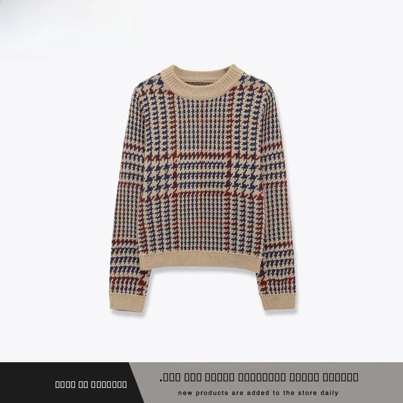 

Теплый вязаный свитер с узором «чай», из смешанных волокон, длинный рукав, свободный крой, повседневный, круглый вырез, пуловер для женщин