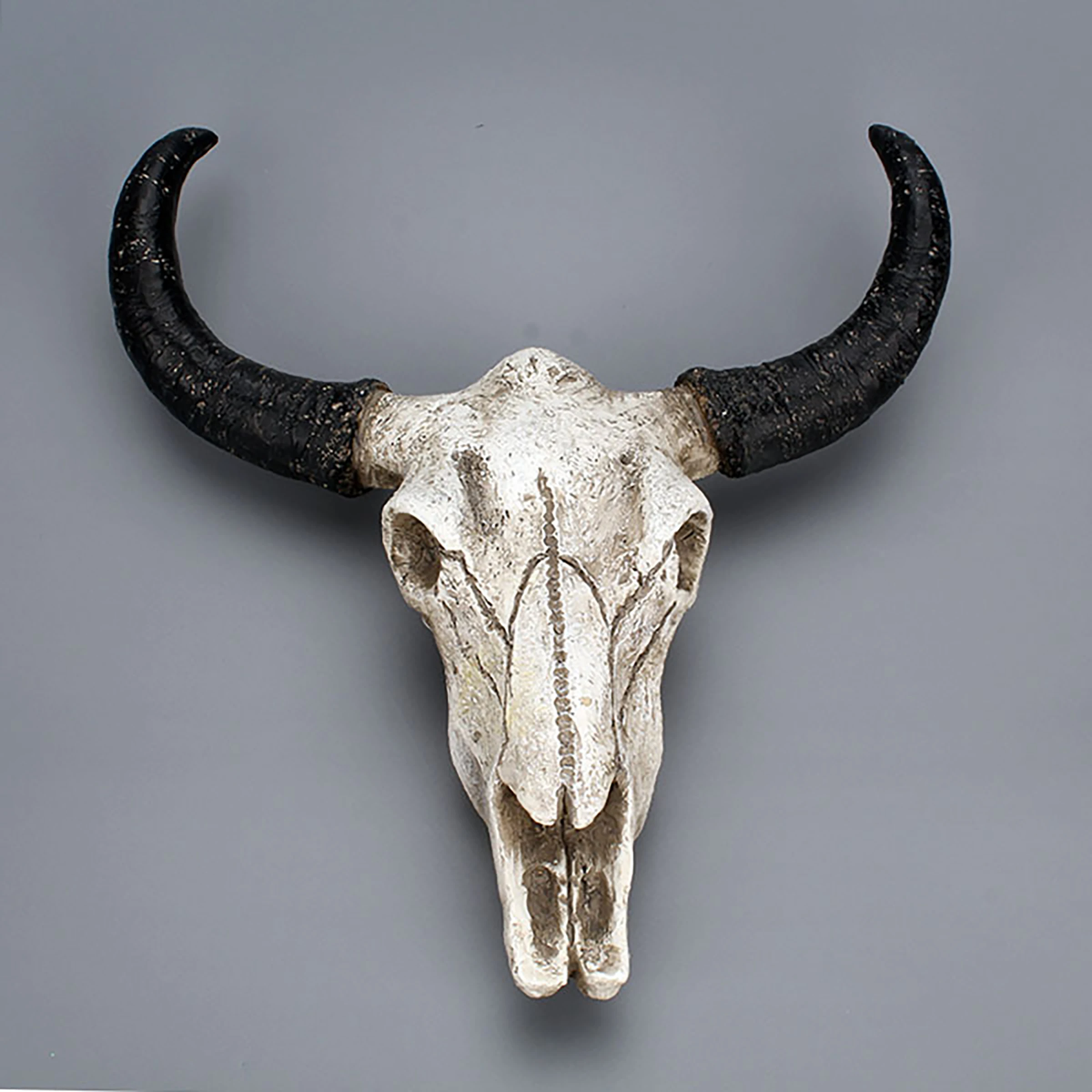 Halloween Cow Skull Decor, 9.05in Realistic Statue Skeleton Animal Head Bull Head Skull Wall Hanging Art Home Wall Decor