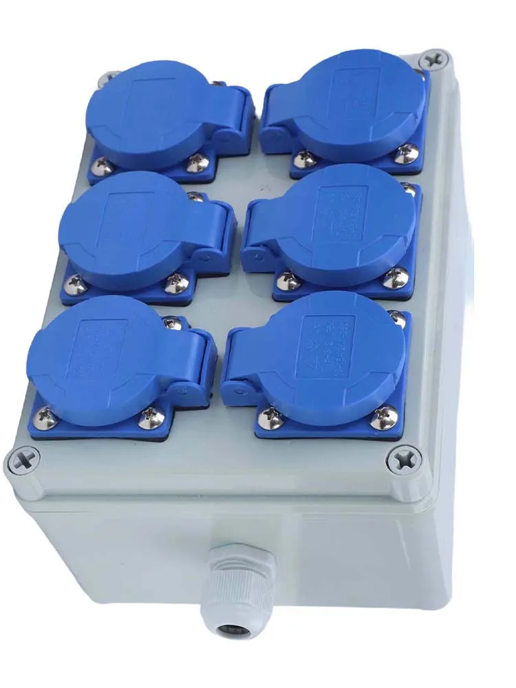 

Robust Wall Power Distributor 6x230V IP44 Waterproof and Dustproof for Industrial Use in Workshops and Gardens