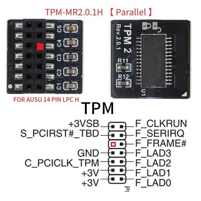 Módulo de segurança Smart-TPM 2.0 para ASUS 14Pin LPC H Mainboard Módulo básico de hardware de criptografia de dados