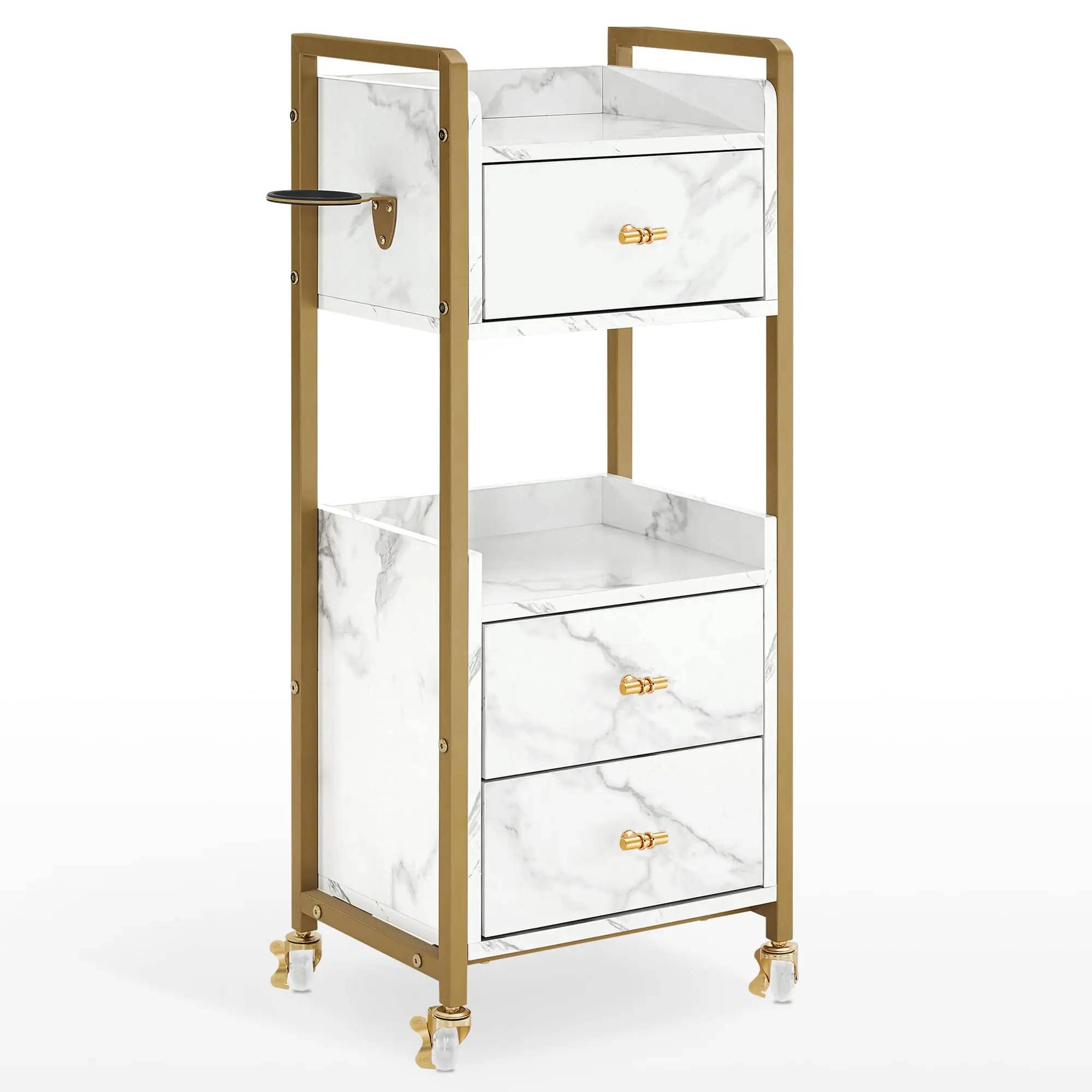Salon Cart with Lockable Wheels, Rolling Cart 2478 (White)