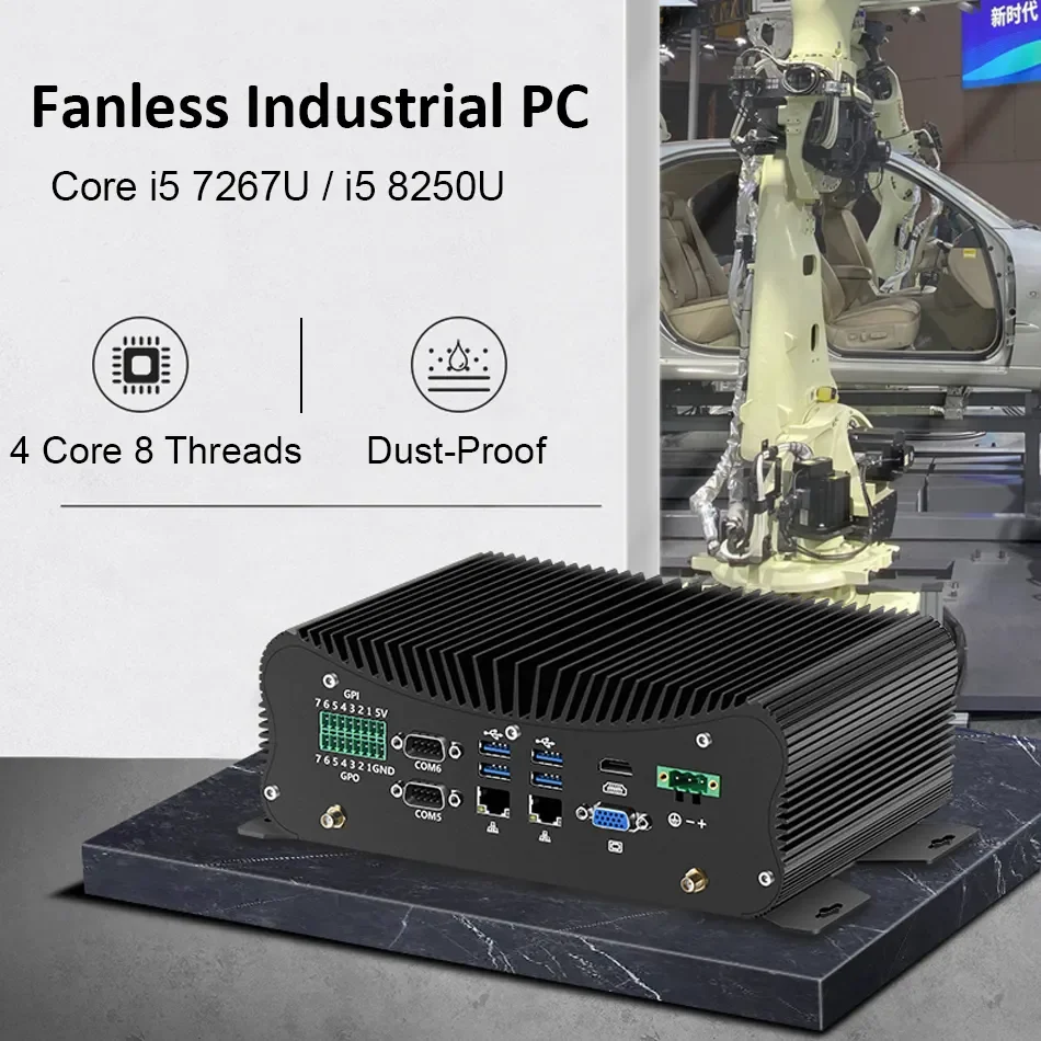 Fanless Industrial mini pc thin client motherboard portable nuc Intel Core i7 10610U win11 DDR4 64GB i9 desktop minipc computer