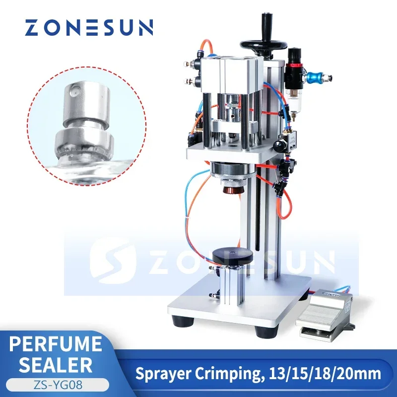 

ZONESUN ZS-YG08 Pneumatic Perfume Bottle Crimping Machine Capper Sprayer Sealer Capping Machine