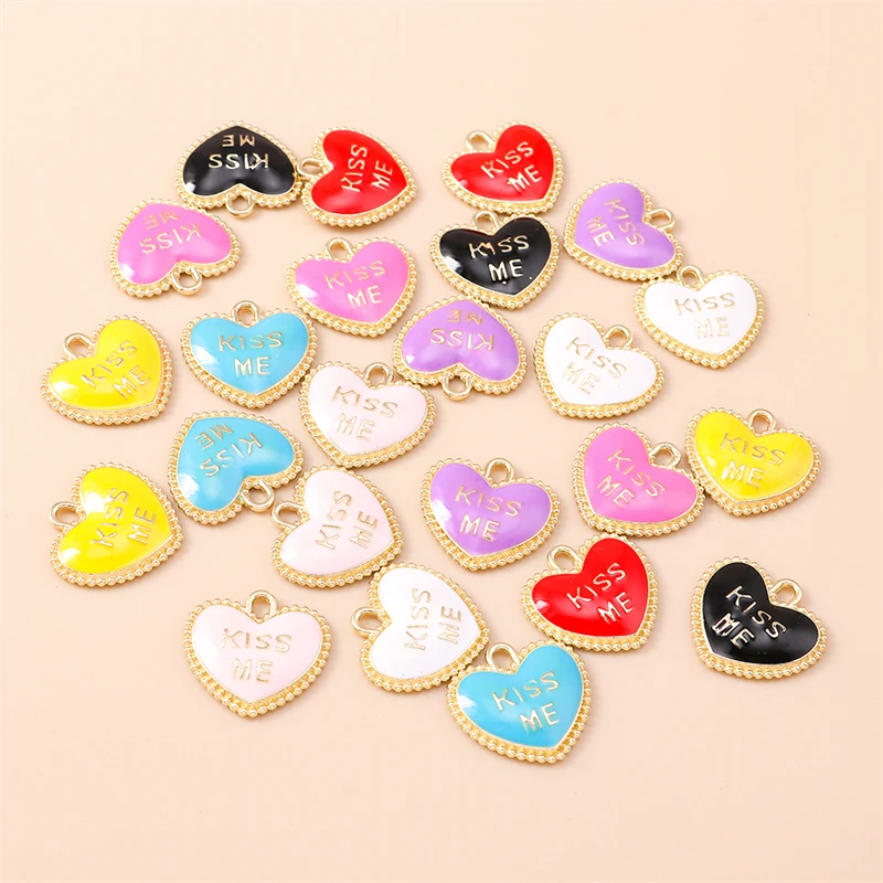 

20pcs 18x17mm Cute Colorful Enamel Love Heart Charms Pendants for Jewelry Making Drop Earrings Necklaces Bracelets Accessories