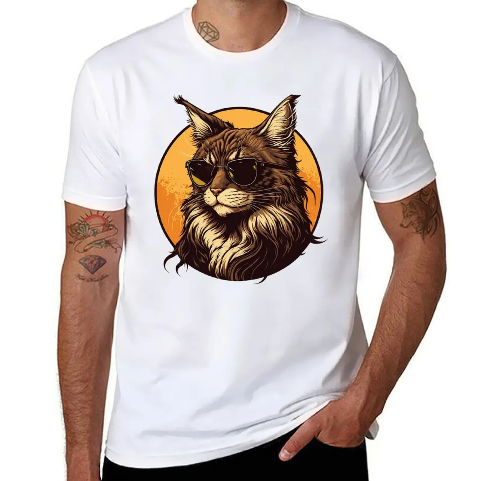 

Cat on shades 6 T-Shirt t shirts for man pack cotton man t shirts for men casual man t shirt cotton high quality T-shirt