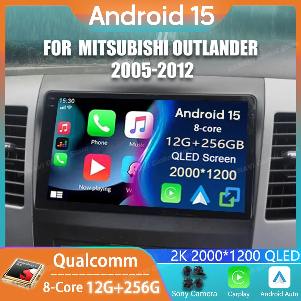 Car Radio Android 15 For Mitsubishi Outlander xl 2 2005-2012 For Citroen C-Crosser For Peugeot 4007 2007 -2013 GPS Audio Carplay