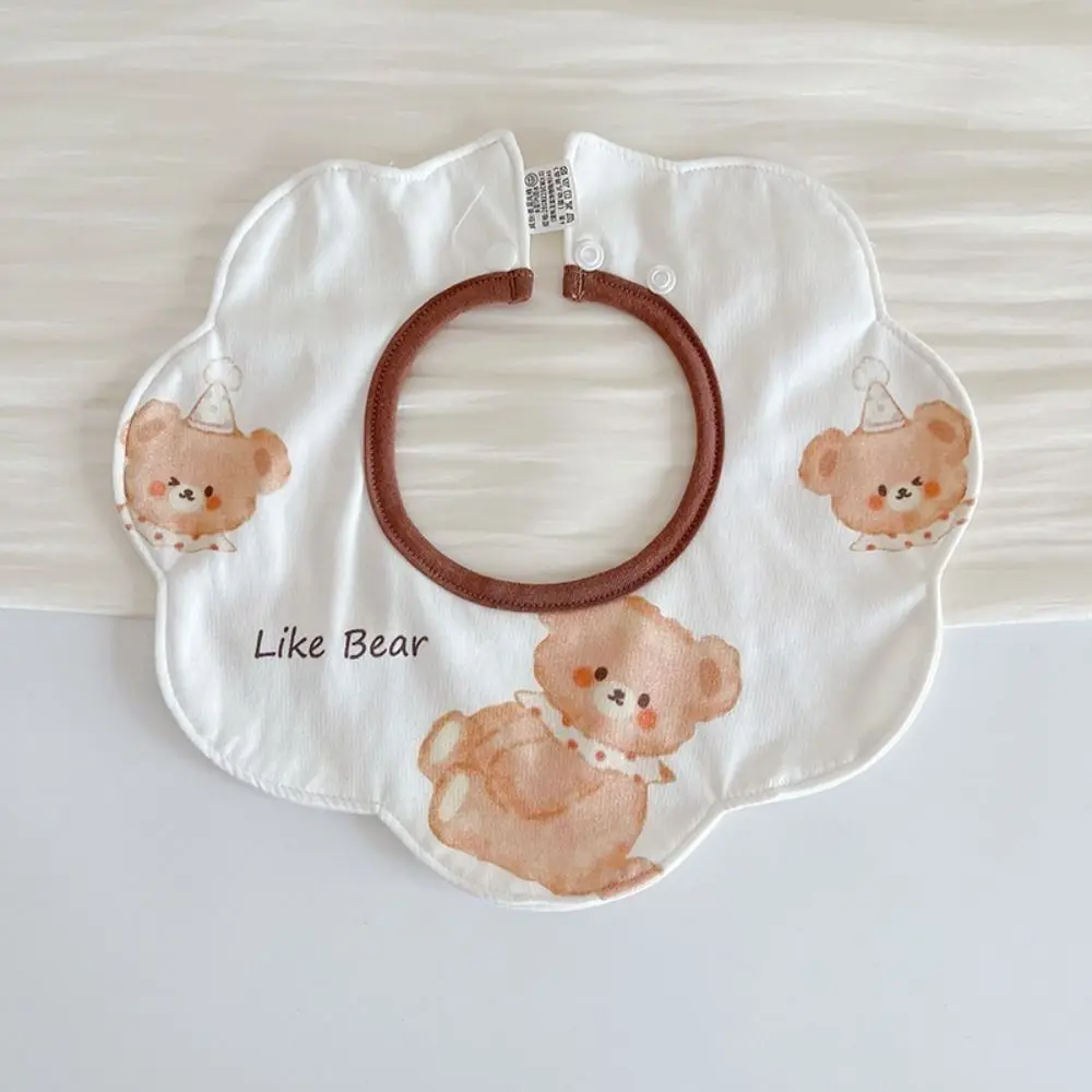 

Cartoon Anti-vomiting Bibs Flower Shape Cotton Yarn Baby Cotton Bibs Rotatable Round Neck Baby Drooling Bibs