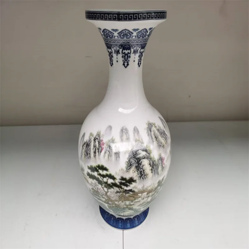 China Old Porcelain , Pink porcelain, with landscape and figure painting patterns Vase,