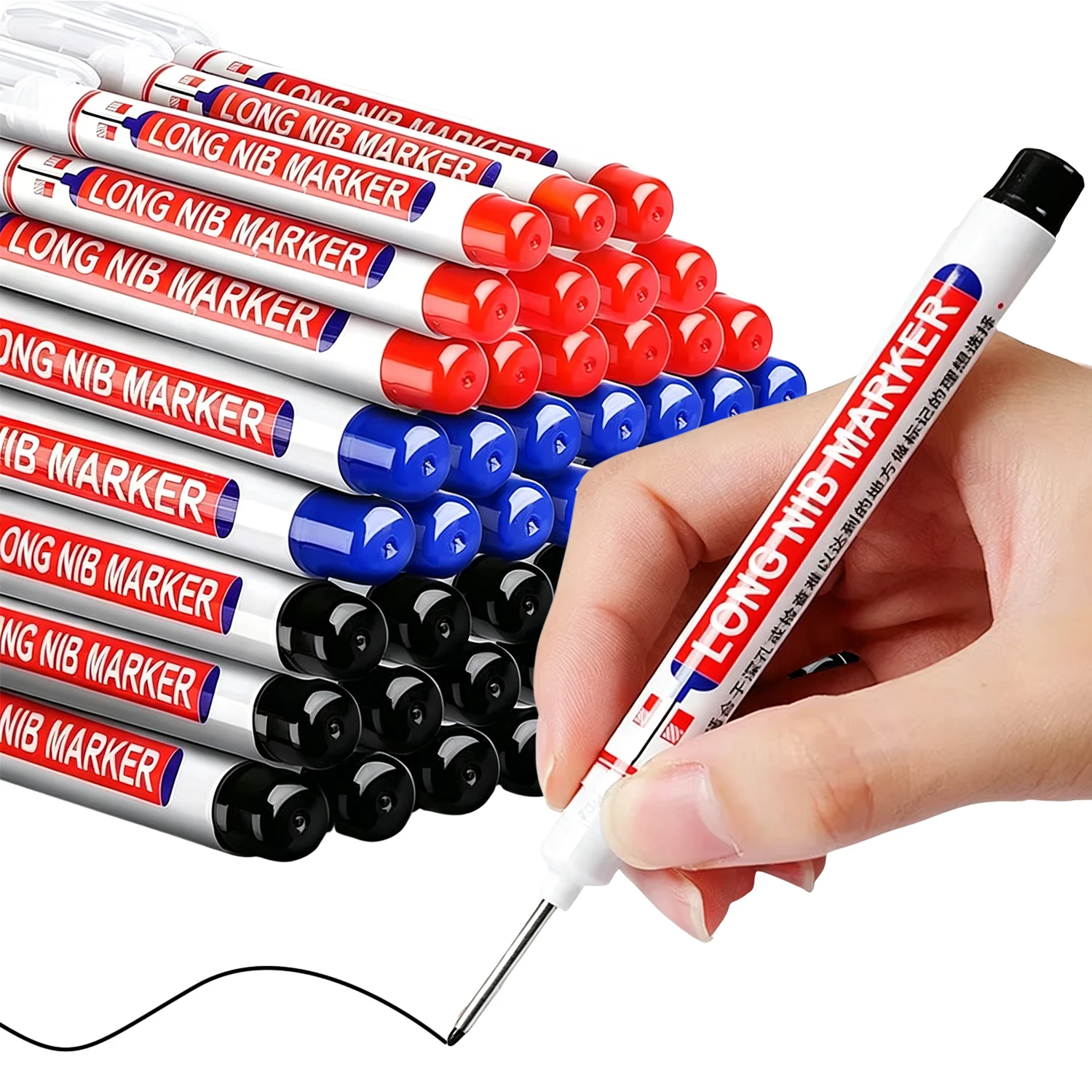 1-90Pcs 20mm Deep Hole Long Nib Marker Waterproof Perforating Pen for Metal Woodworking Bathroom Decor Multi-Purpose Tools