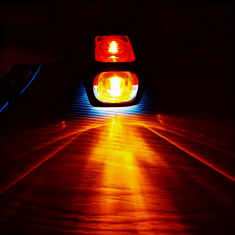 2PCS Truck Trailer Outline Clearance Indicator Light LED 3-sided Side Light Car Side Marker Lamp 12V 24V Taillight for Lorry