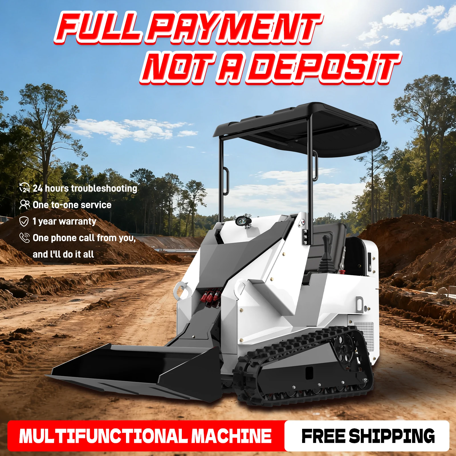 Nuovo mini minipala su 245, cingolato da 13,5 hp personalizzato, cavalcabile con baldacchino, minipala multifunzionale