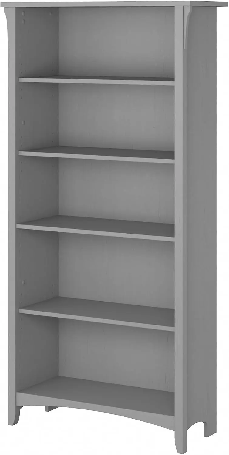 Bush Furniture Salinas Tall 5 Shelf Bookcase in Cape Cod Gray