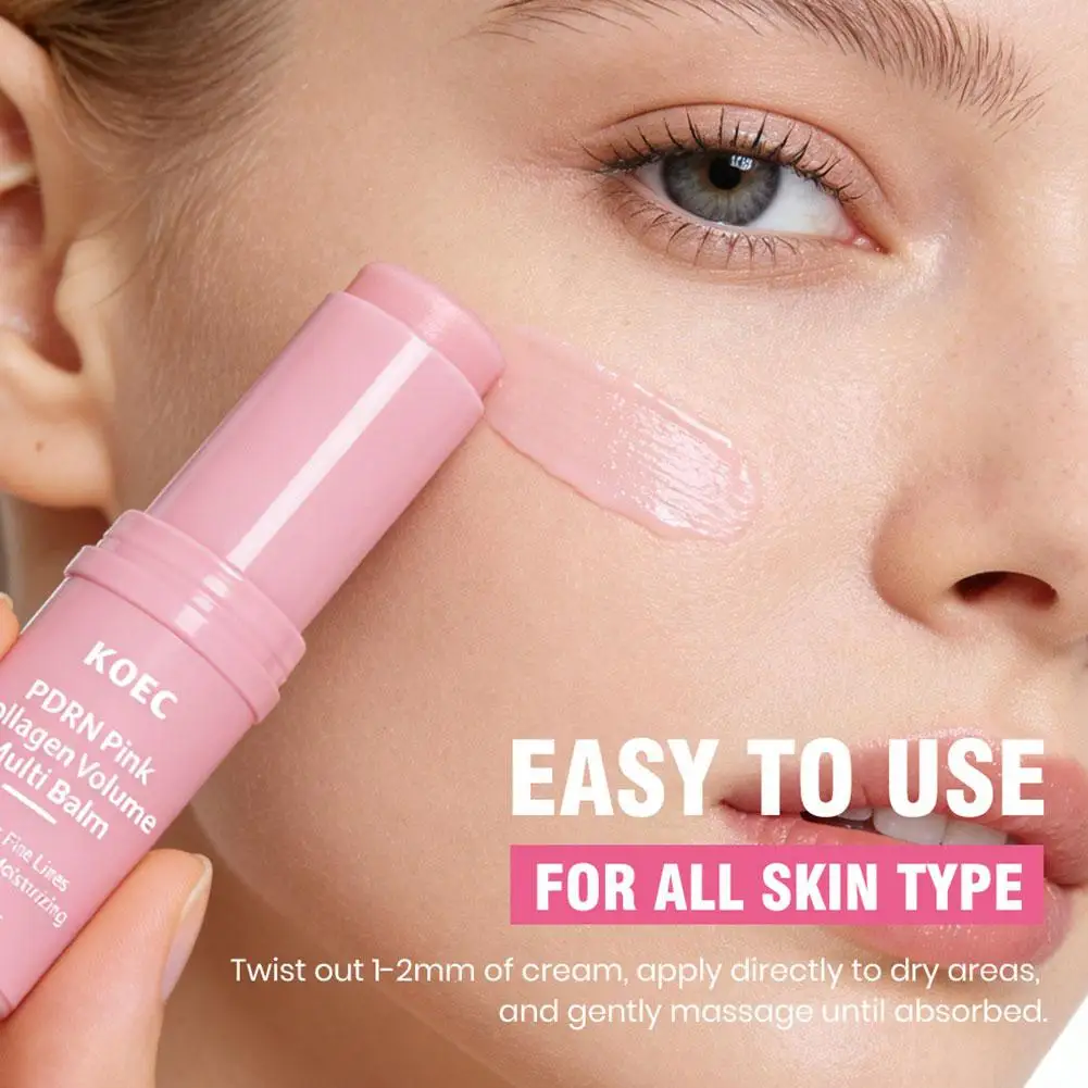 Zdjęcie 4: KOEC PDRN Pink Collagen Volume Multi Balm Stick, przeciwstarzeniowe nawilżające serum w sztyfcie na drobne linie, rozjaśniające matową skórę