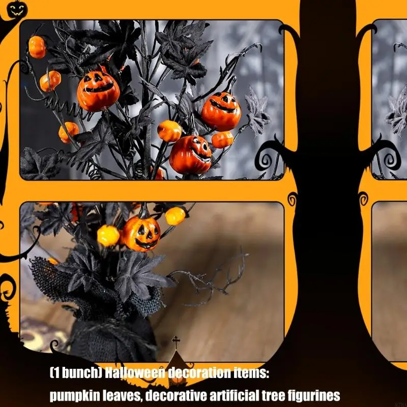 خريف مخيف تحت عنوان القرع أوراق القيقب زخرفة حرفة بلاستيكية متينة لتزيين نوافذ الطاولة 87HA #6