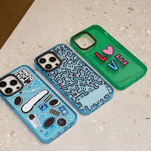 

Cute Line Graffiti Cookies Version Acrylic Upgrade Border Phone Case Cover for IPhone 11 12 13 14 15 Pro Max Case for IPhone 15