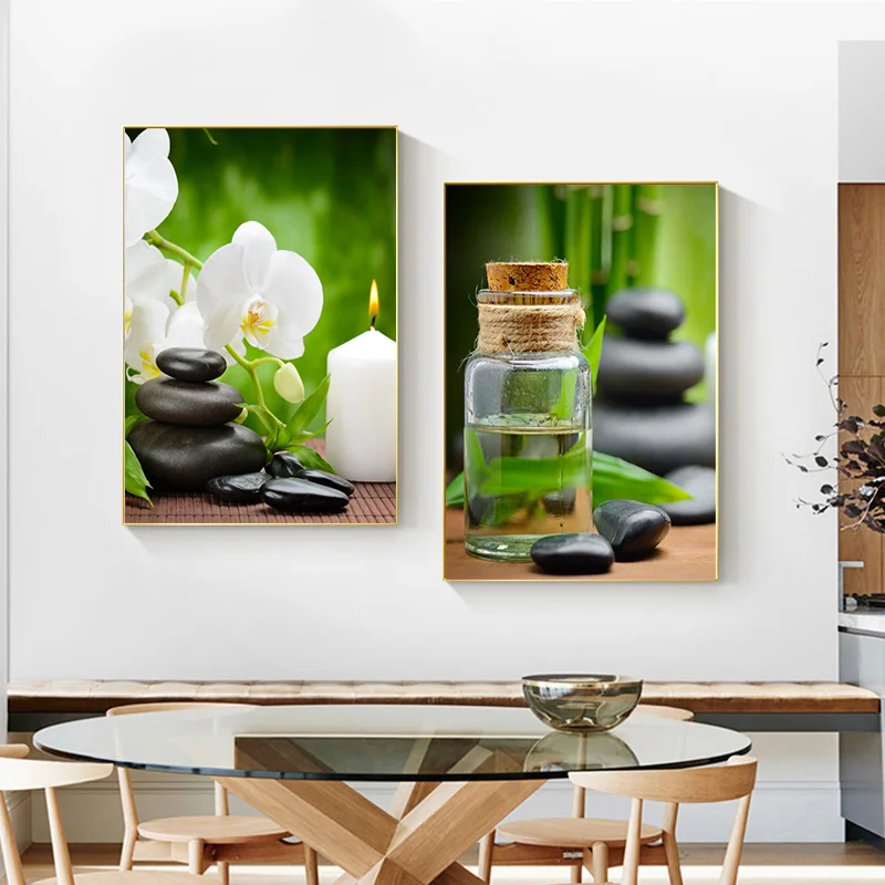Green Bamboo Zen Stone Canvas  - Home Bathroom Scene recension och pris