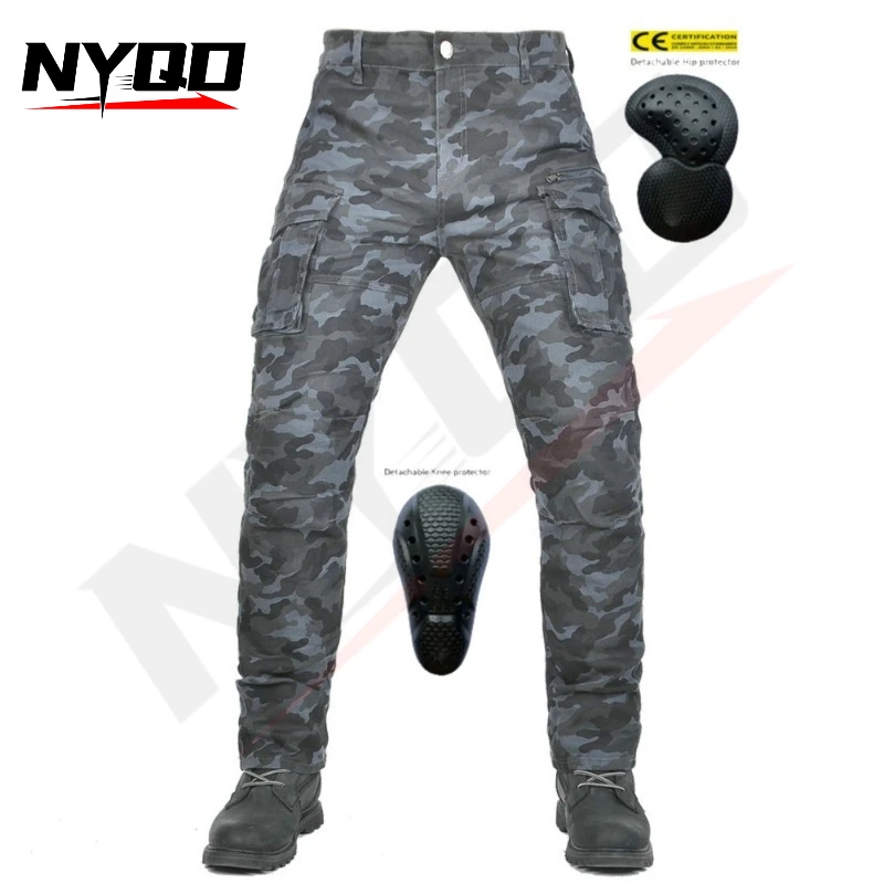 Men's Motorcycle Riding Pants Casual Camo Cargo Pants Breathable Wear Resistant Anti-Fall Motocross Off-Road Biker Trousers
