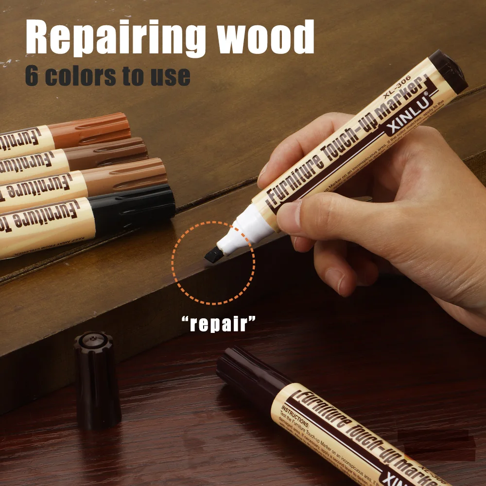

6-цветная краска для ремонта деревянной мебели, маркеры, набор для ремонта царапин по дереву, водостойкая ручка для пола, столов, столов, пятен, дуба, клен