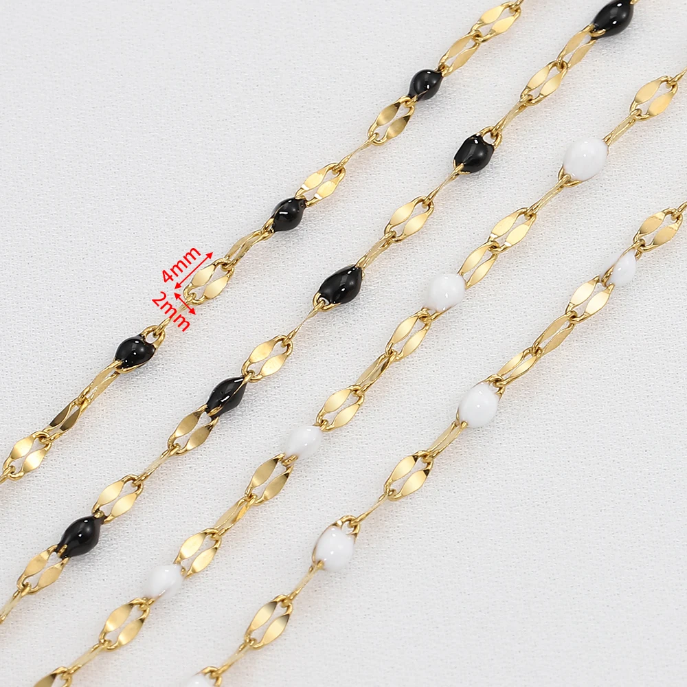 Bijoux en émail en acier inoxydable, 2 mètres, 1 mètre, blanc, noir, lèvres colorées