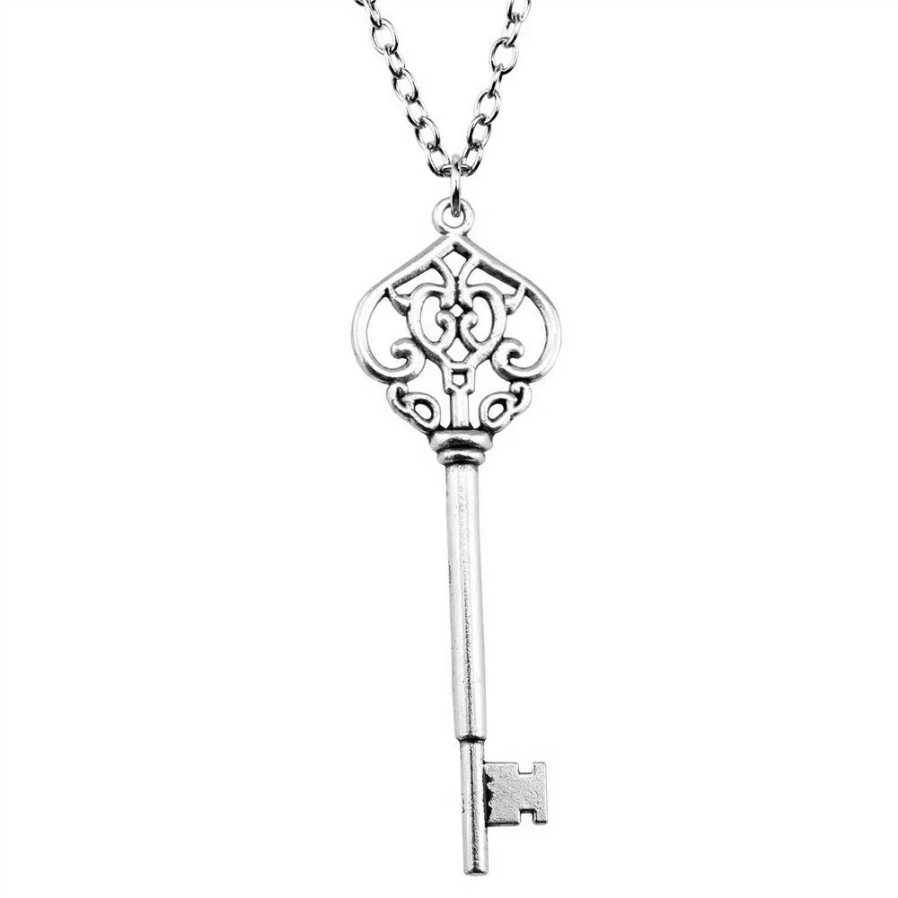 Dropshipping 2 Colors 69mm Key Pendant Necklace For Women Men Long Chain Necklace Jewelry Accessories