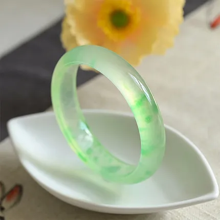

zheru jewelry natural Burmese jadeite 54mm-64mm light green bracelet elegant princess jewelry best gift