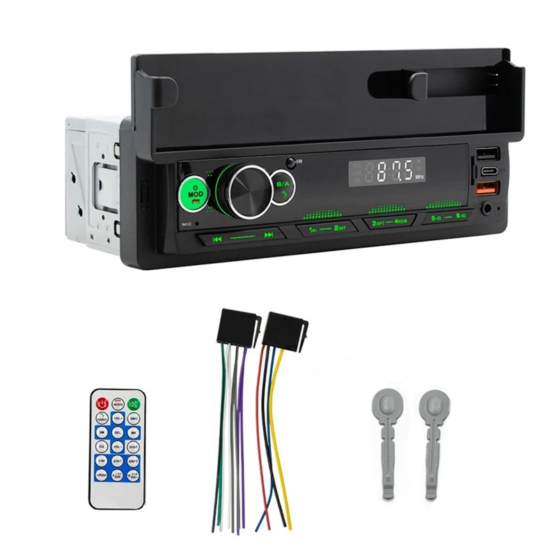 

Single Din Car Stereo MP3 Player Radio Receivers Audio With Bluetooth Handsfree USB FM AUX With Phone Holder