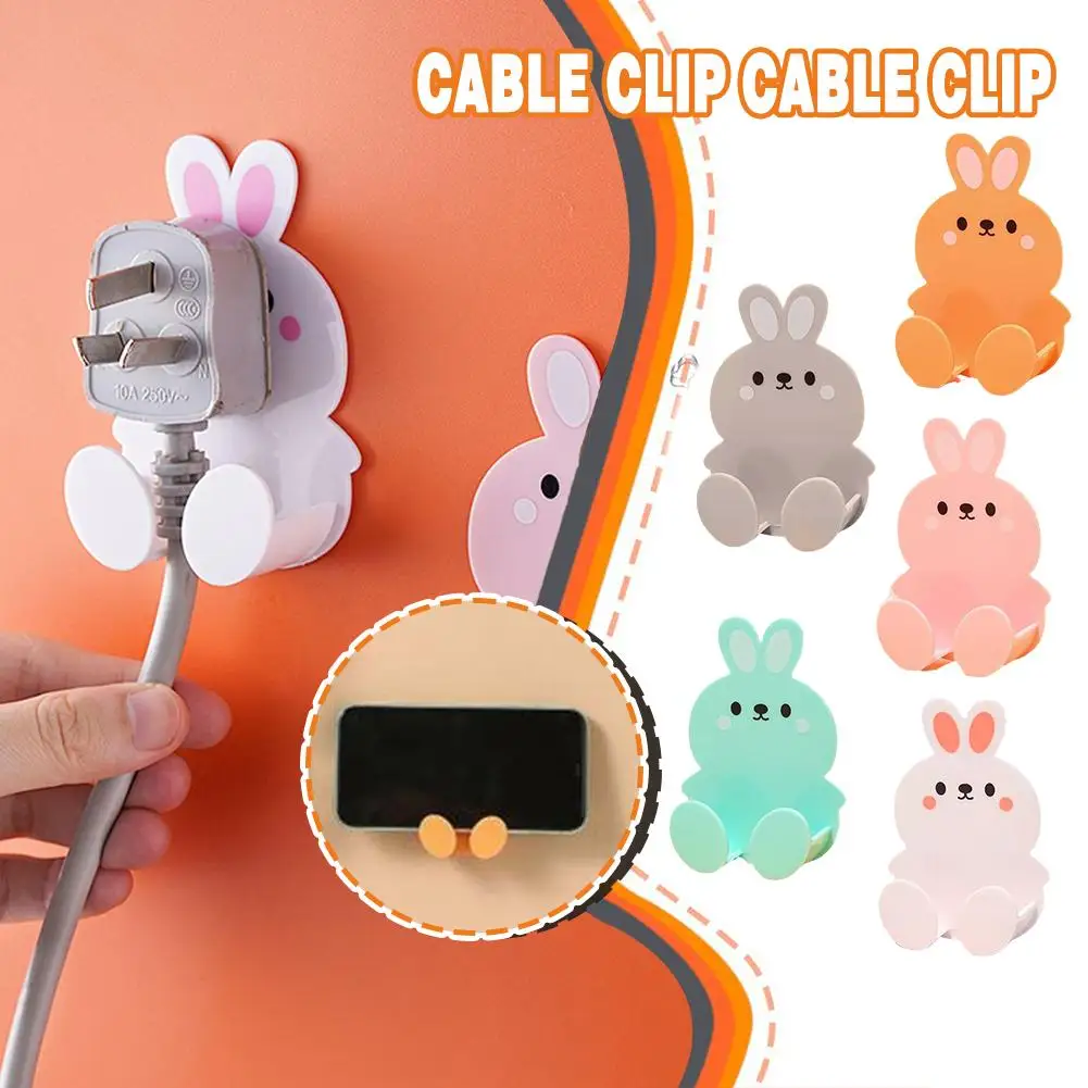 Cute Rabbit Plug Hook Kitchen Wall Hole Free Hook Room Phone Decorative Multifunctional Rack Hook Living Charging K1h1