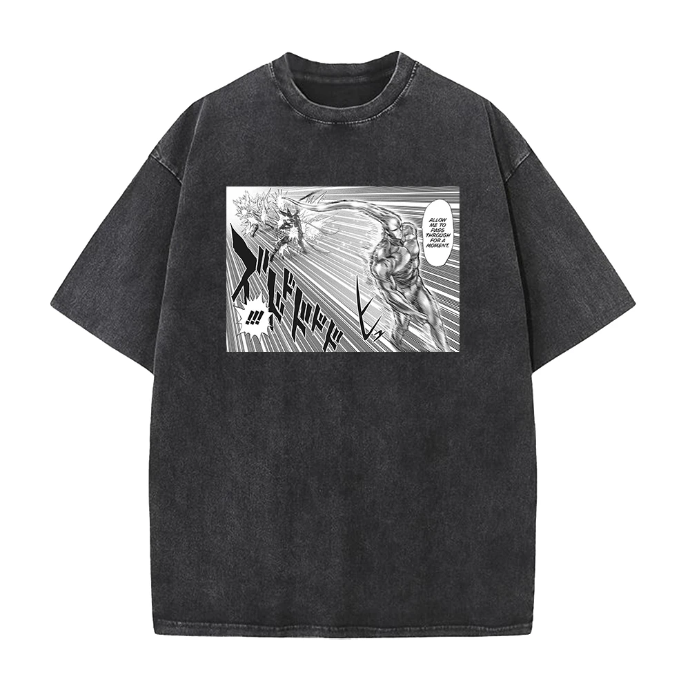 Anime ONE PUNCH MAN Saitama Funny Graphic Printed T Shirt Men Women Washed Cotton Tshirts Plus Size Tee Harajuku Male T-shirt view 2