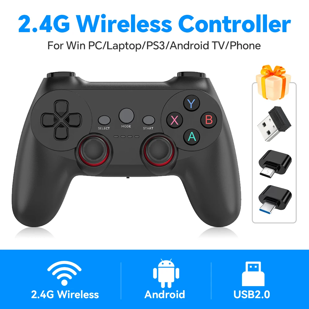 

New 2.4G Wireless Controller for Windows PC/Laptop/PS3/Android TV/Phone/Retro Game Consoles White/Black Stable Connection No Lag