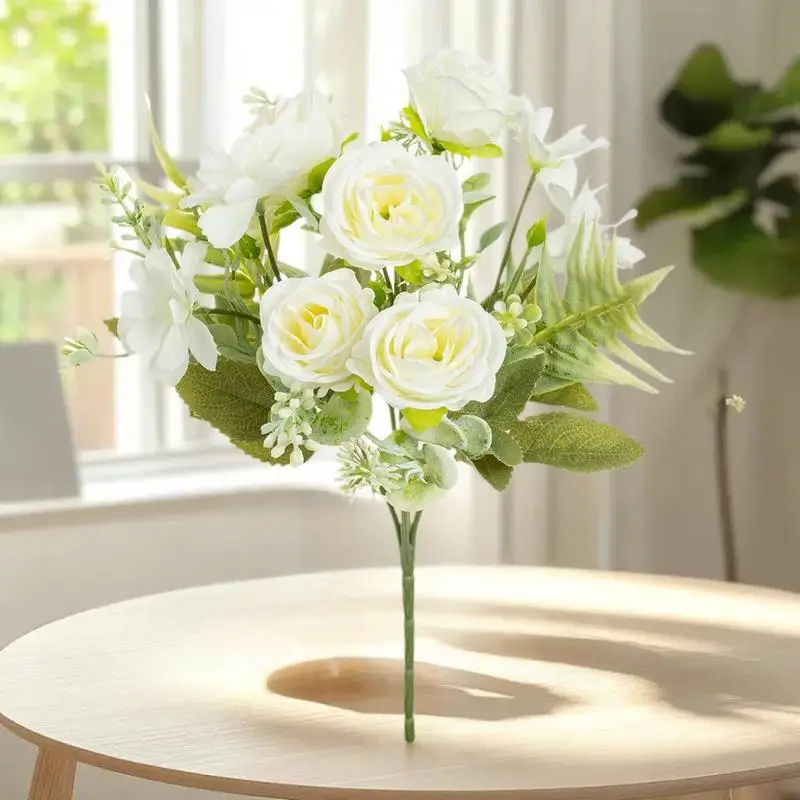 1PC Silk Roses and Hydrangeas Artificial Bridal Bouquet for Home and Wedding Decor