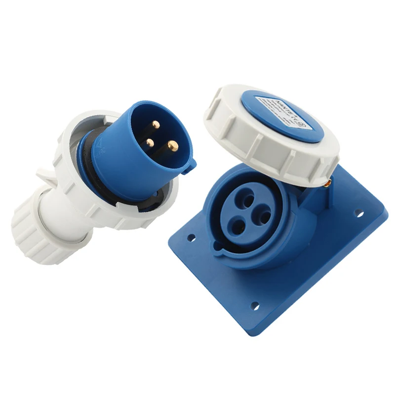 Industrial Male Female Plug And Socket Waterproof IP67 16A 32A 3Pin For Marine And Motor Homes