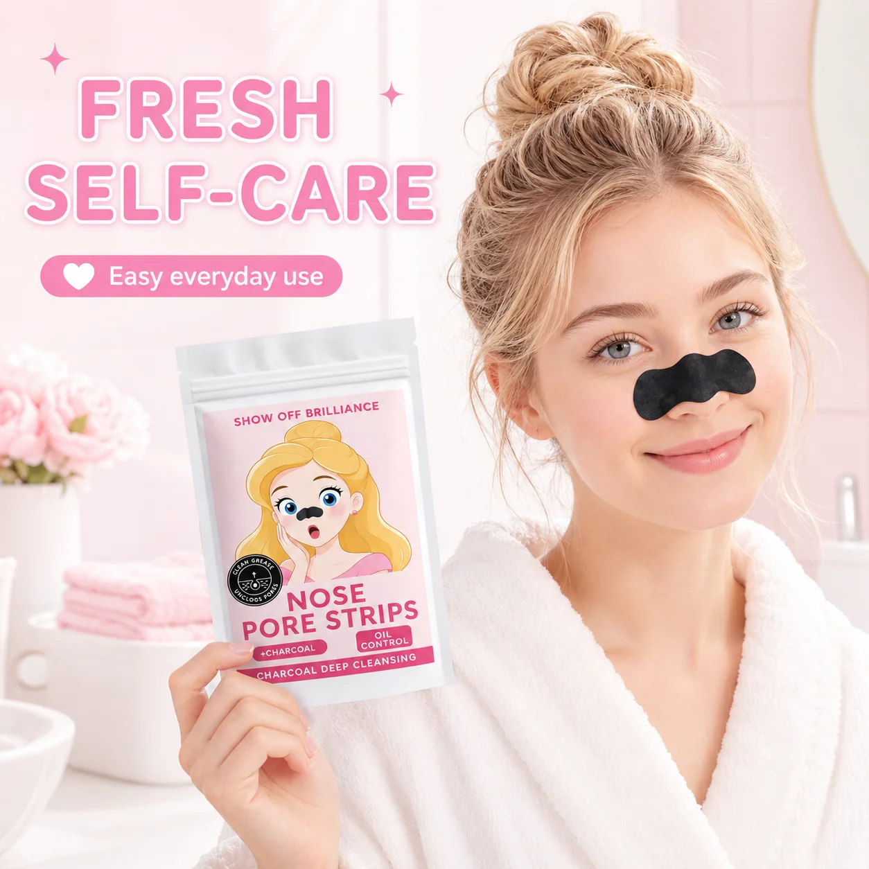 4/8/12PCS Black Charcoal Nose Strips, Curved Facial Care Patches for Women Men, Home Travel Beauty Use