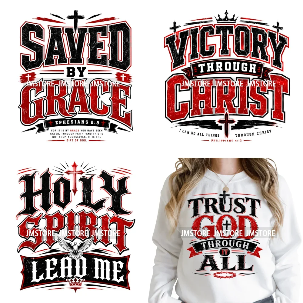 Cool Red Jesus Quotes Religious God Love Faith Iron on Washable DTF Transfers Stickers Printing Ready to Press for T-shirts Bags
