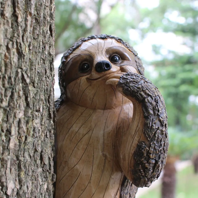 Cute Sloth Hanging Statue Waterproof Resin Art Craft Unique Outdoor Tree Pendant Garden Aesthetic Decor